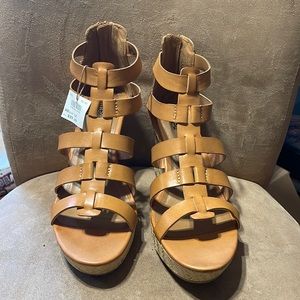 Payless Brash Noah Gladiator Wedge Sandals, Tan, Size 12